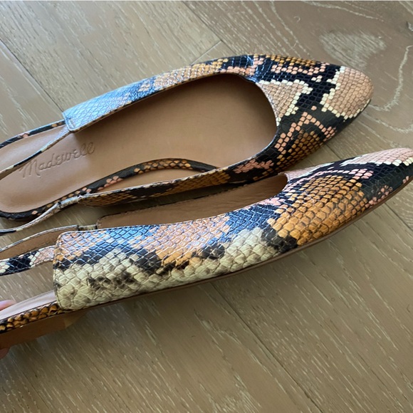 Madewell Margot Snake Skin embossed leather Slingback flats Shoes size 9 - Picture 4 of 9
